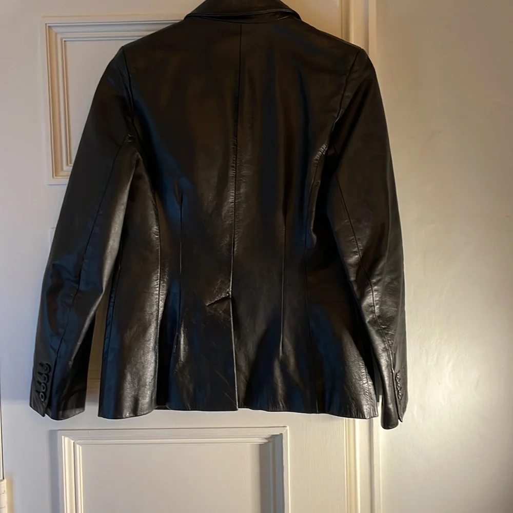 Vintage French Connection Black Leather Jacket Size 10 UK (fits like a 4-6 US) - Picture 4 of 9